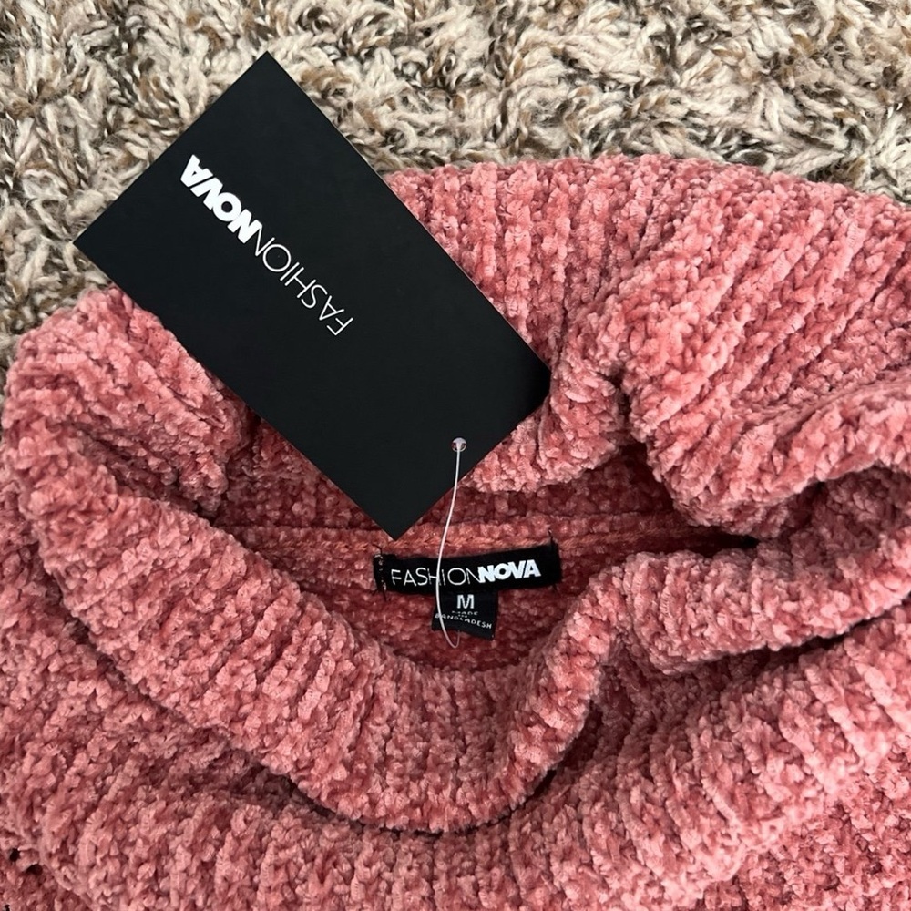 Mauve Chenille Turtleneck Sweater - Picture 6 of 11